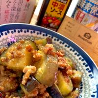 ナスと豚ひき肉の和風味ソース炒め😋🍻💕✨
