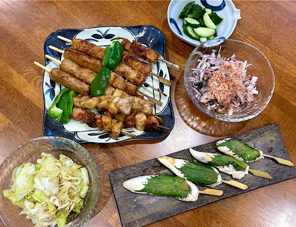 Snapdishの料理写真:焼き鳥屋さん気分の　晩ご飯|sakuramochiさん