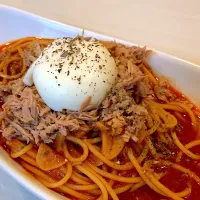 Snapdishの料理写真:ツナとニンニクのトマトスープパスタ|かい飯さん