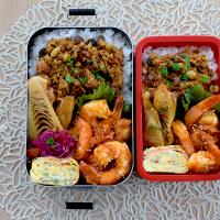 お弁当『エビとホタテの韓国風炒め』
