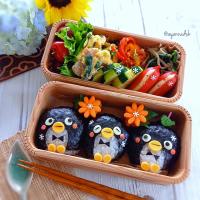 🌼🐧ペンギンおにぎり弁当🐧🌼
(梅干し、おかか、明太マヨ)