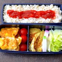 Tamago Yaki, boiled chicken & vegetables bento with ume rice