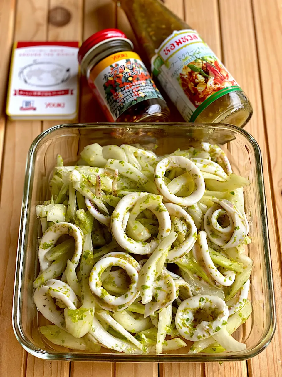 🍋🦑🥬イカとセロリのグリーンチリマリネ|ゆきぽん@ゆきの家飲み料理さん