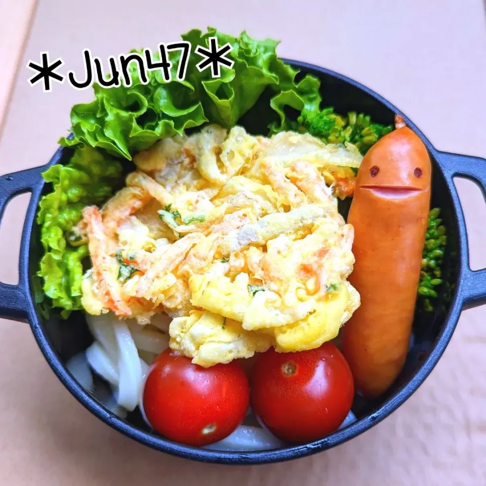 Snapdishの料理写真:本日のゆる弁□　かき揚げうどん弁当　20230607|jun47さん