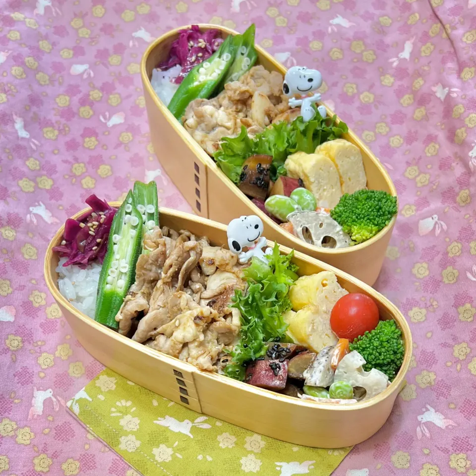 豚こまマヨ味噌炒め☘️の双子ちゃんお弁当💙❤️ 6/9金|sweet homeさん