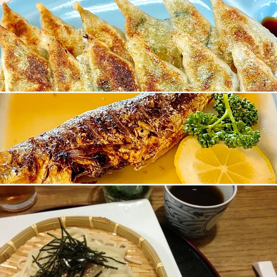 餃子.鯵南蛮.籔うどんde晩ごはん|ばくあんしゃさん