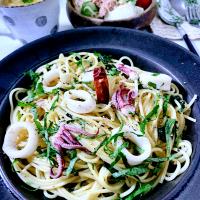 オーロラさんの料理 イカと大葉の和風パスタ