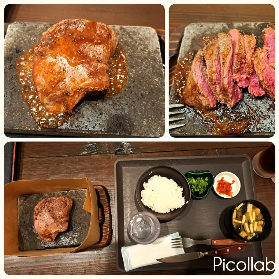 ランチ🍴
牛ロースステーキセット🐄180g
お肉も柔らかくて鉄板で出て来るので熱々で
美味しく頂きました～☺️|no-noさん