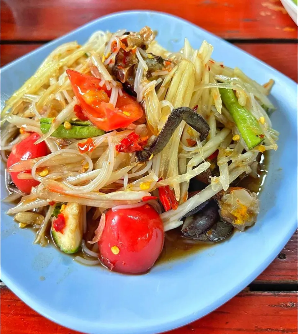 Tasty, Spicy & Flavorful Som Tum 🥰 
(ส้มตำปูปลาร้าแซ่บๆ) 🌶️🌶️🌶️|An'leeさん