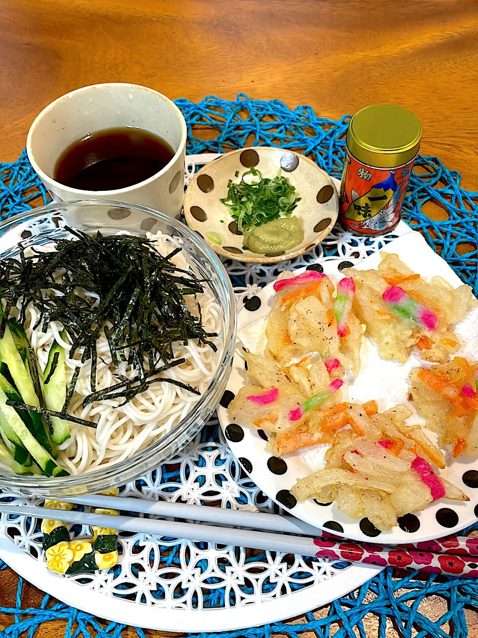 ミニかき揚げとあっさりソーメンでお昼ご飯☆☆👍👍🌼🌼|🌼はなちゃん🌼さん