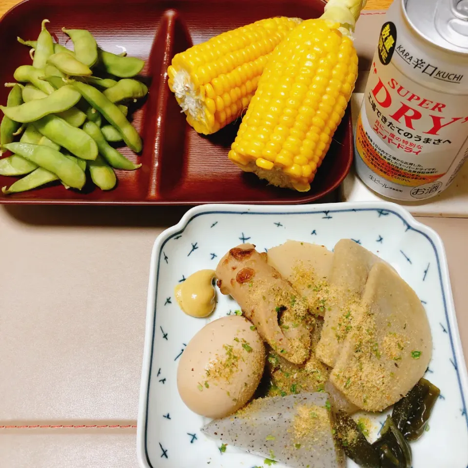 月曜日の晩酌は
おでん🍢枝豆🫛とうもろこし🌽…呑兵衛メニュー😆🍻🎵|naoさん