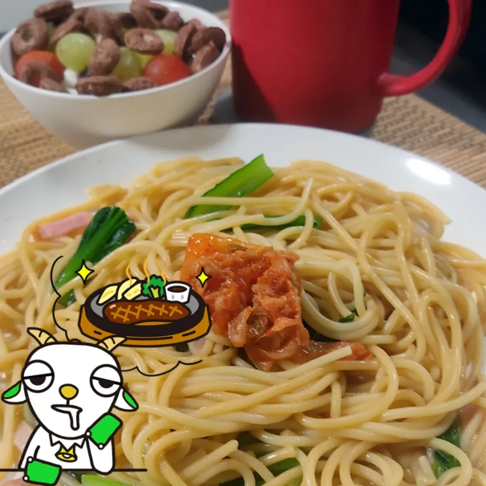 バターしょう油パスタとステーキ|Rピージャーさん