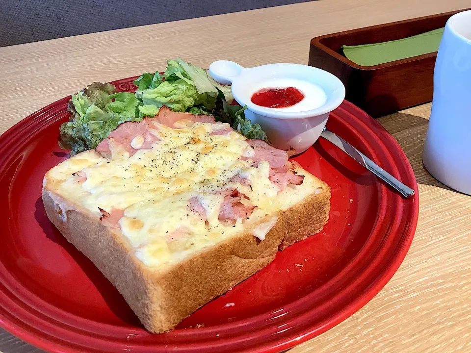 今朝はちょっと贅沢にクロックムッシュ😋|アライさんさん