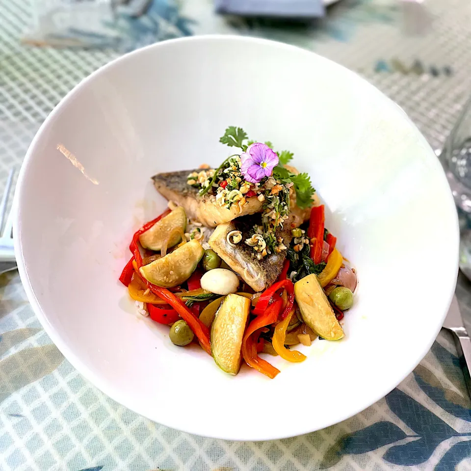 Grilled Sea Bass with 2 Thai Style Sauces by Chef Joseph|Kent 1さん