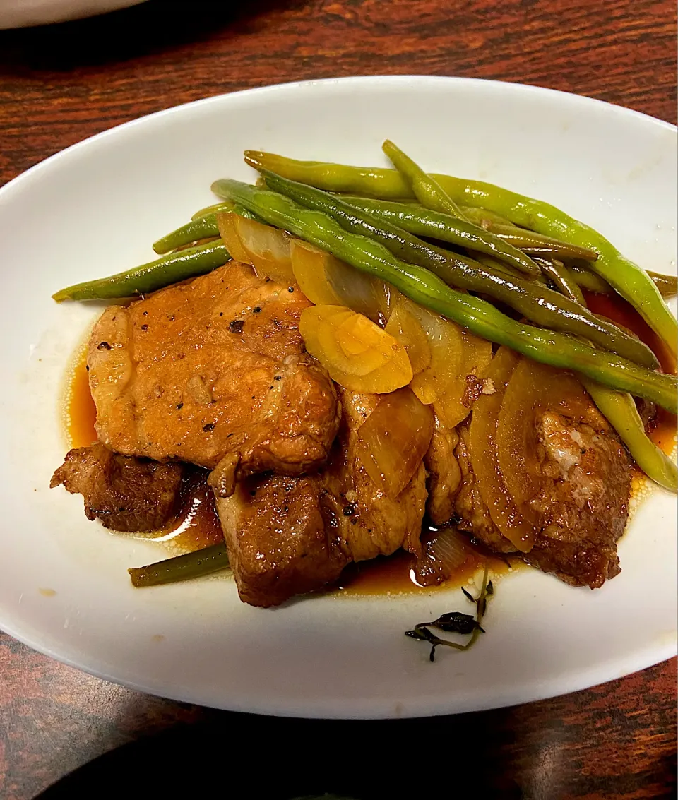 豚肉とインゲンのバルサミコ酢煮|ネコさん