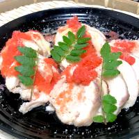 鶏ハム明太オイルソースとチーズ