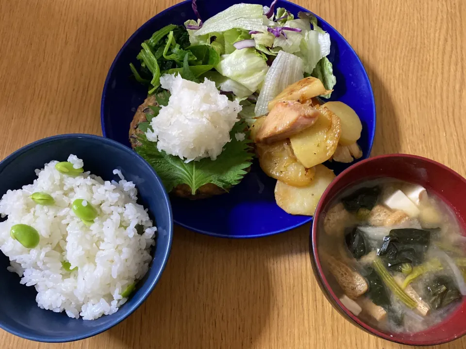 枝豆ご飯&豆腐ハンバーグ|ここなりさん