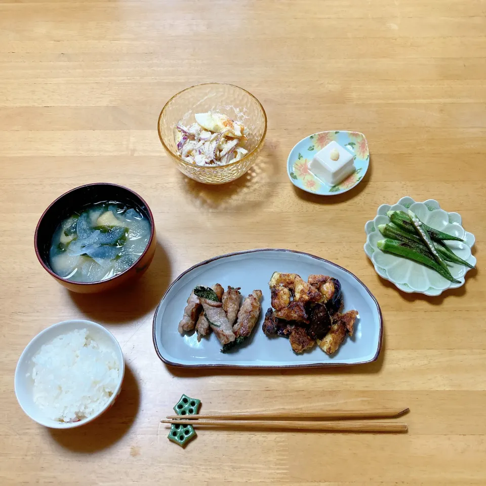 Snapdishの料理写真:豚肉の大葉チーズ巻きと茄子のからあげ|ちゃみこさん