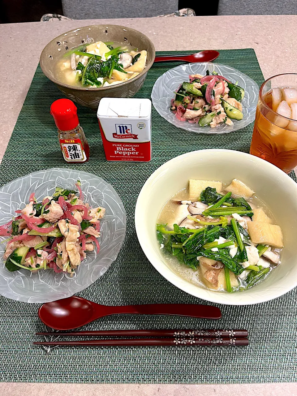 チキンサラダ🥗！お野菜たっぷりスープ🍲！|Mayumiさん