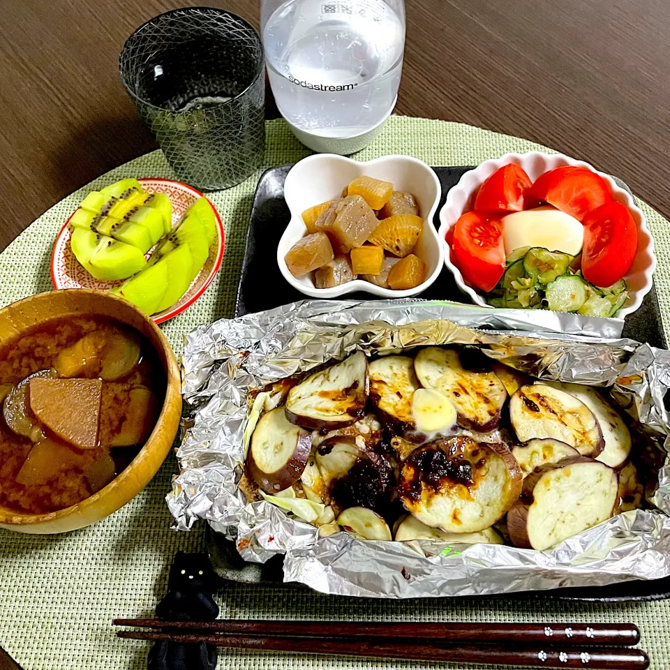 6/15晩ご飯：鯛と茄子の味噌バターホイル焼き|ななみんさん