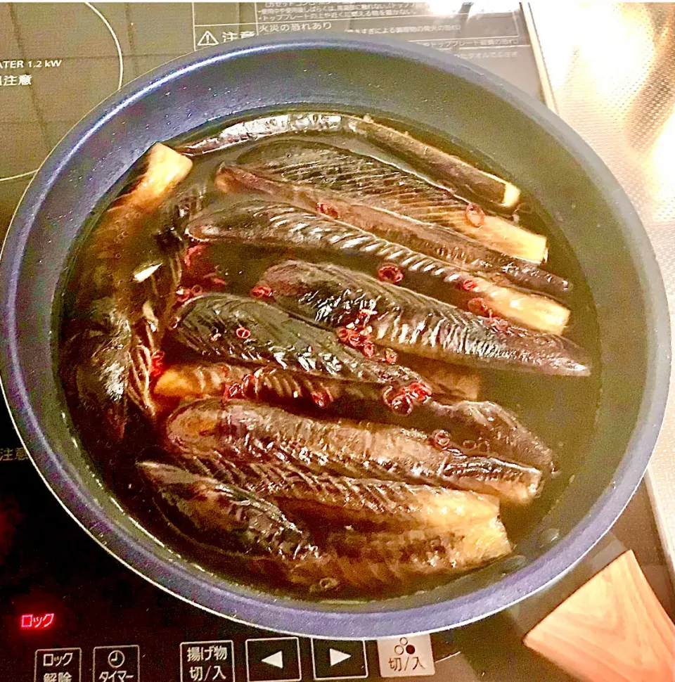 Snapdishの料理写真:ナスの煮浸しと生野菜で朝ごはん・・|ばくあんしゃさん