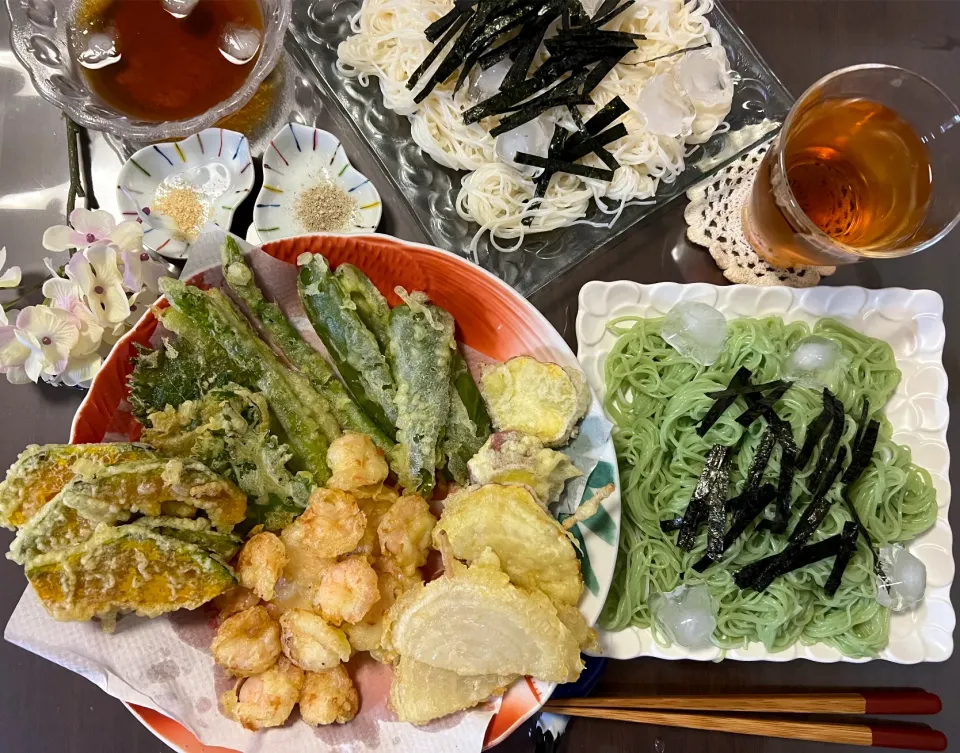 小豆島オリーブ素麺🆚島原素麺😋|noeさん