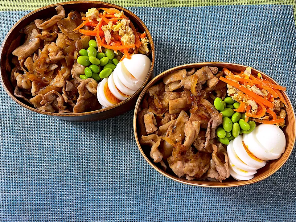 豚バラの豚丼弁当　人参しりしり|ジャイママさん