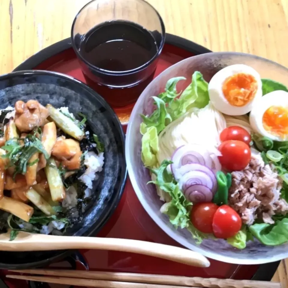 焼き鳥丼
ｻﾗﾀﾞそうめん|みきやんさん