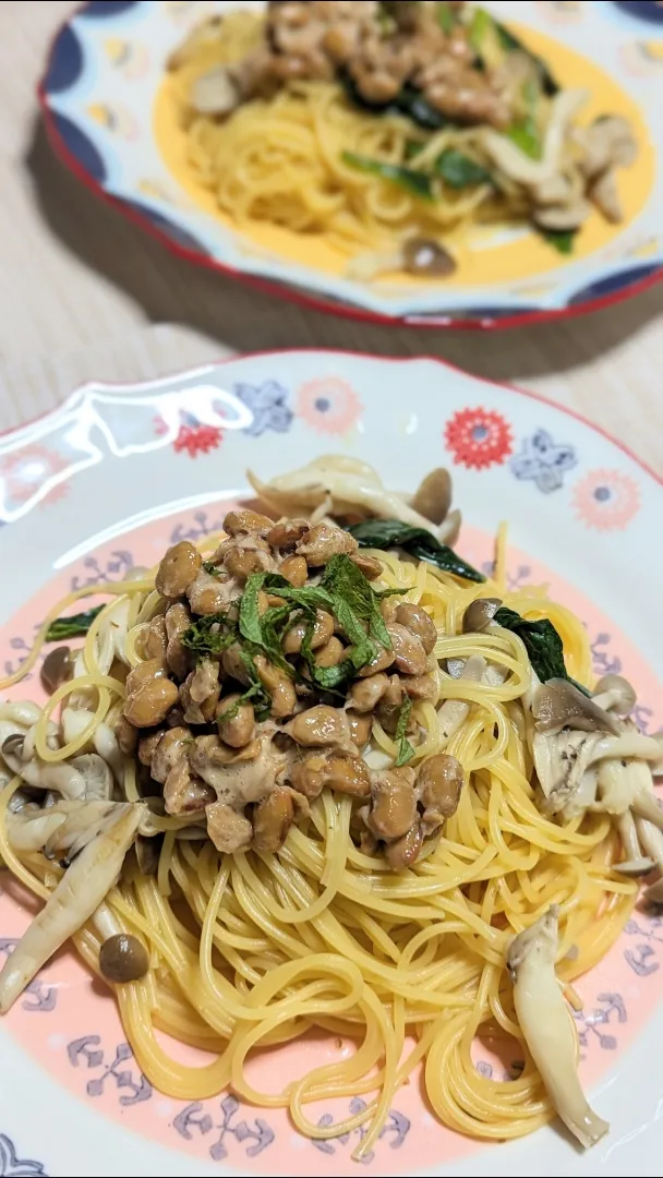 はなちゃんさんのお料理〜ほうれん草としめじと納豆のパスタ〜アルモンデ|f.1125beさん