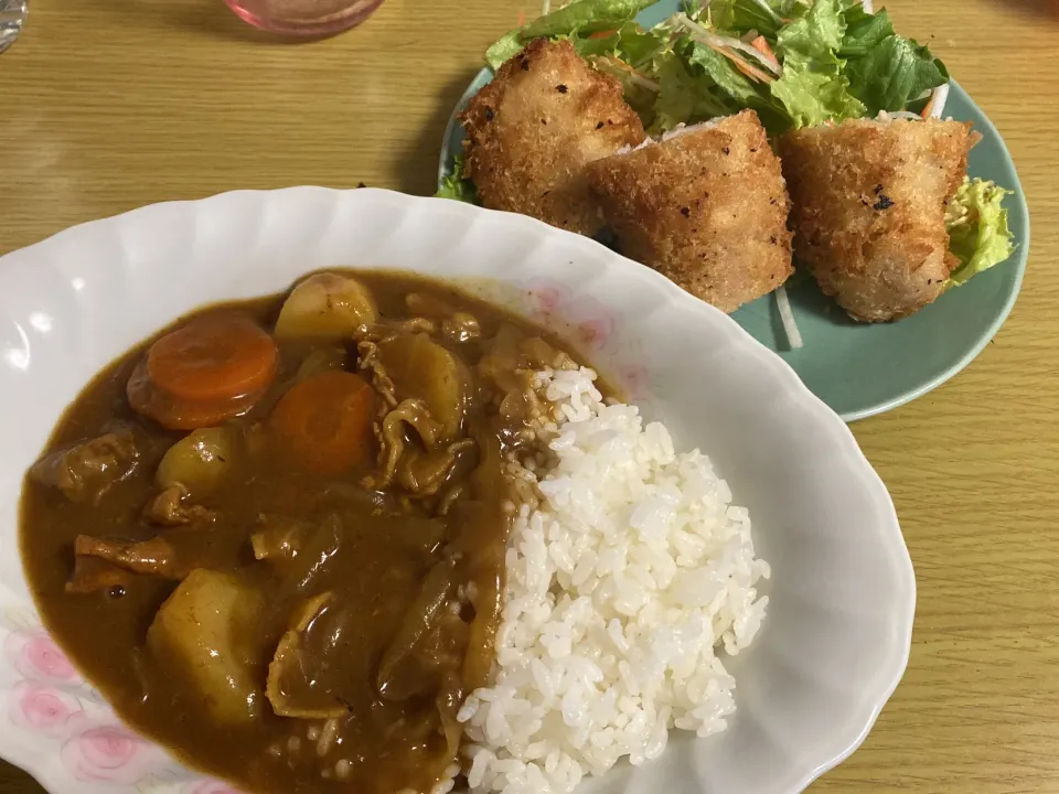 パパの手作りカレーとホッケフライ|ぐっちゃんさん