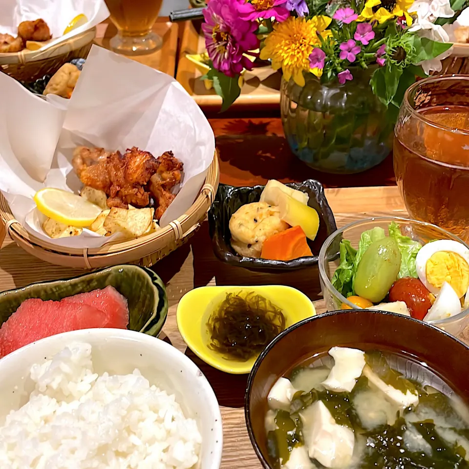 レモン唐揚げ🍋御膳でお夕飯　　　　　　　　　季節の野菜　真竹の煮物|mokoさん