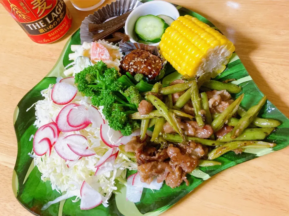 インゲン豆と豚肉のガーリック🧄オイスターソース炒め😊|長谷川悦子さん