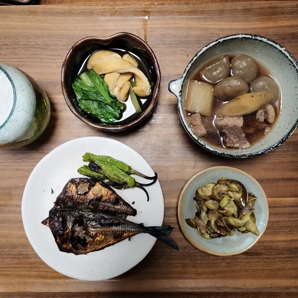 20230620
鯵の醤油干し
玉こん牛肉大根ごぼうの煮物
小松菜とおあげさんの炊いたん
茄子のナムル|noccoさん