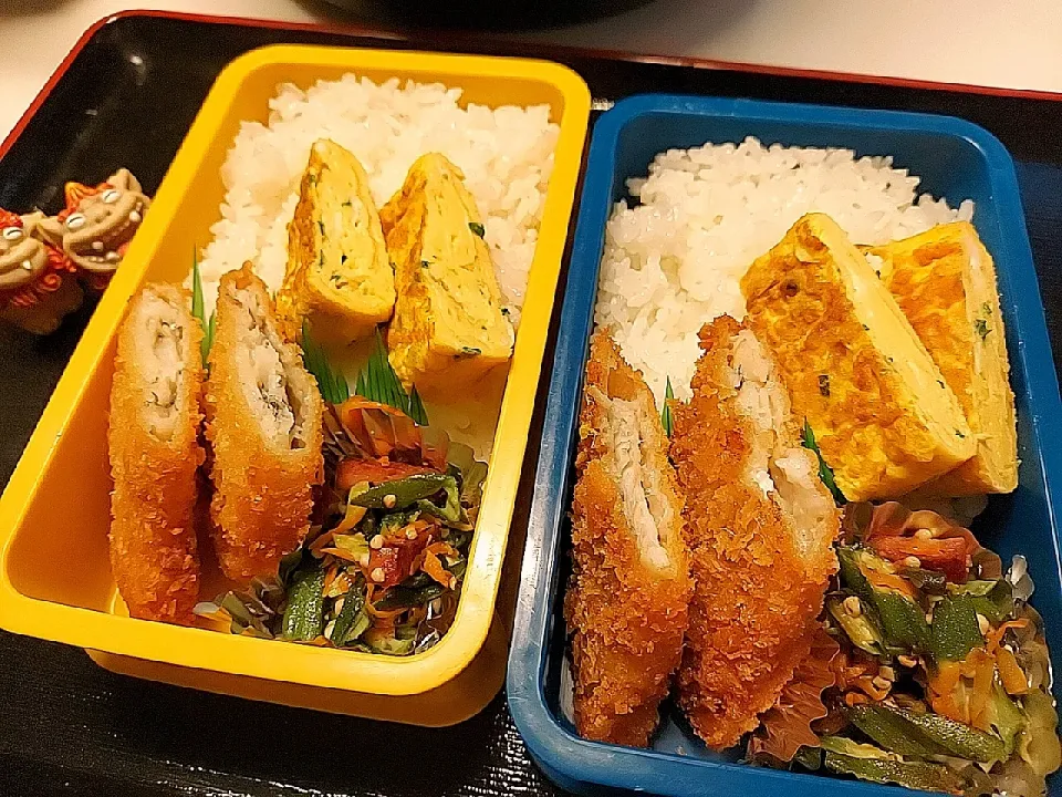 Snapdishの料理写真:夫弁当､息子弁当|みどりさん