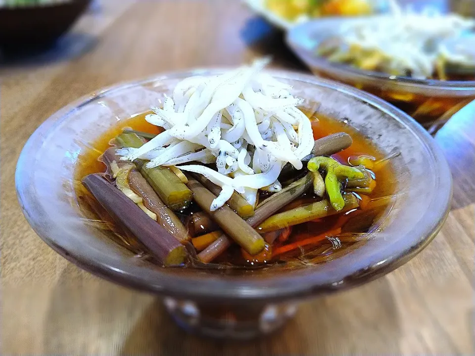 わらびとしらすの酢の物|古尾谷りかこさん