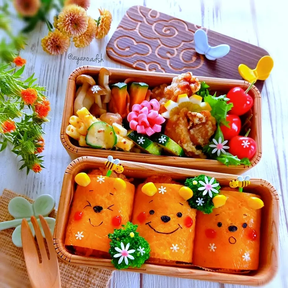 🐝🍯プーさんのオムロール弁当🍯🐝|ayano.adshさん