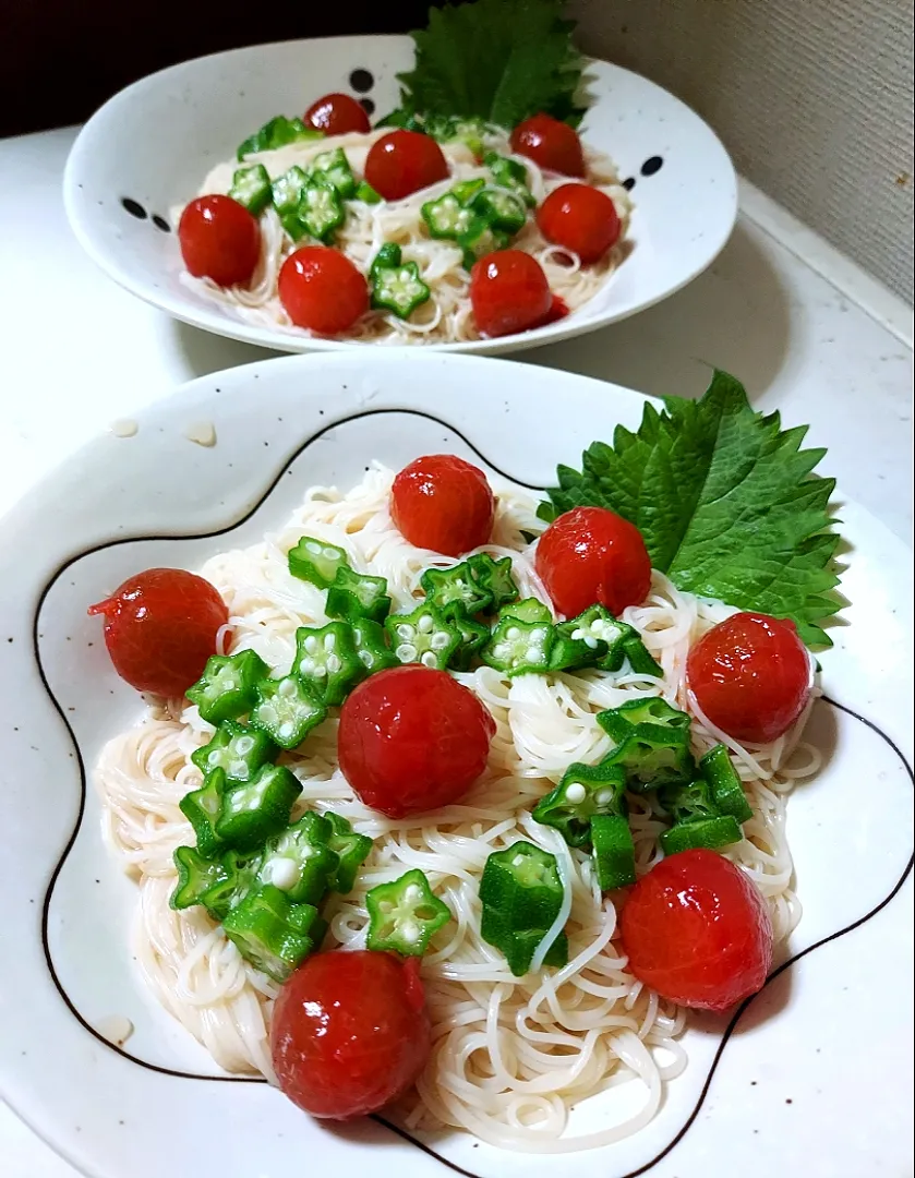 ミニトマトのだし漬けを汁ごと使ったそうめん|あかね空さん