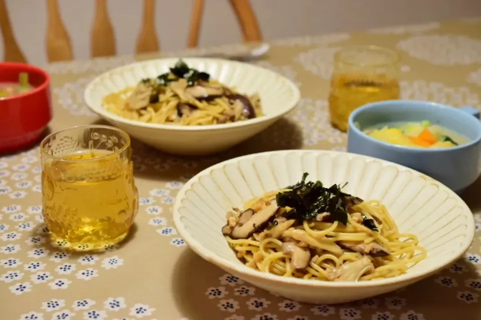 納豆きのこパスタ|うにんぱすさん