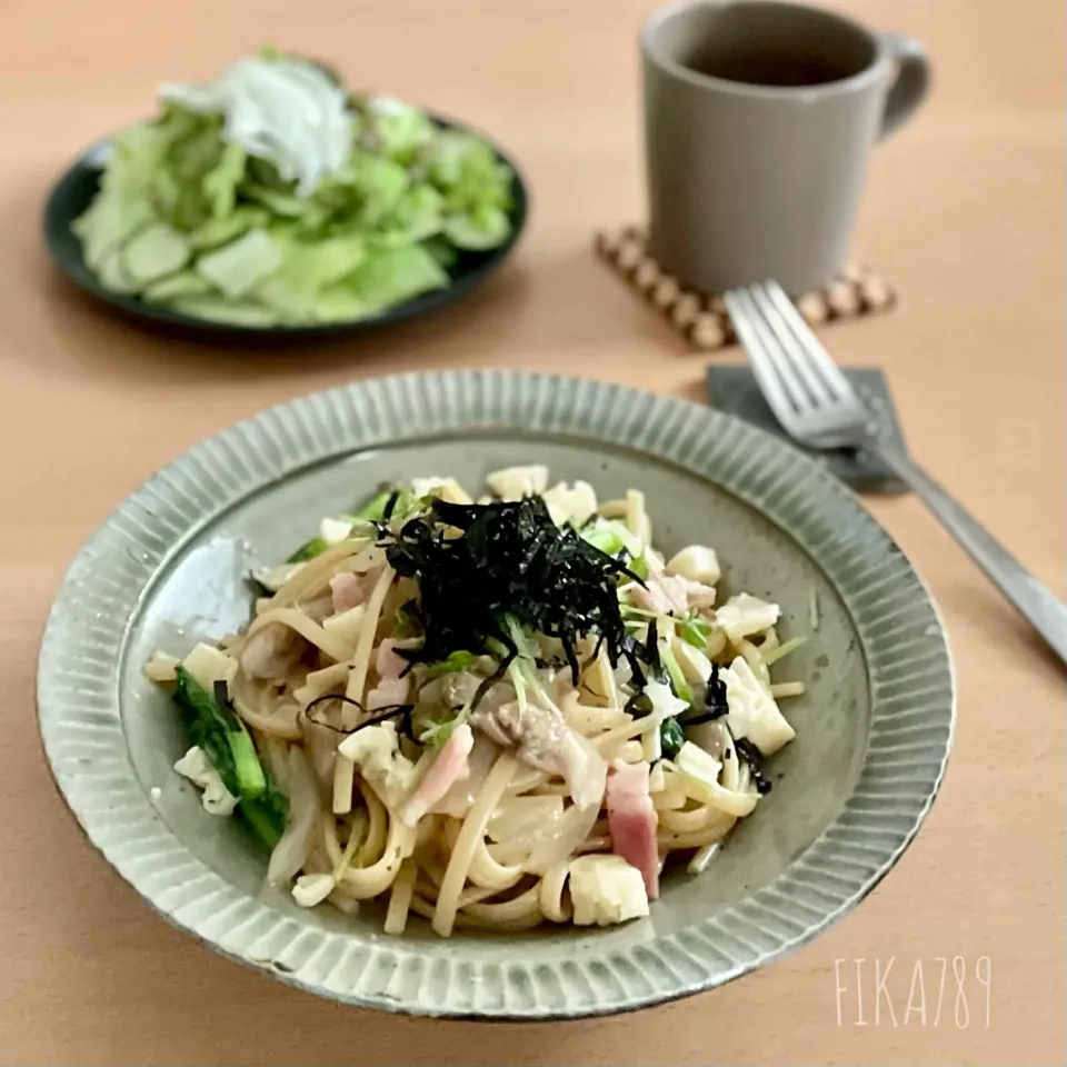 いっちゃんさんの料理 ベーコン🥓としめじのパスタ(ヒガシマルうどんスープ)使用。|FIKA789さん