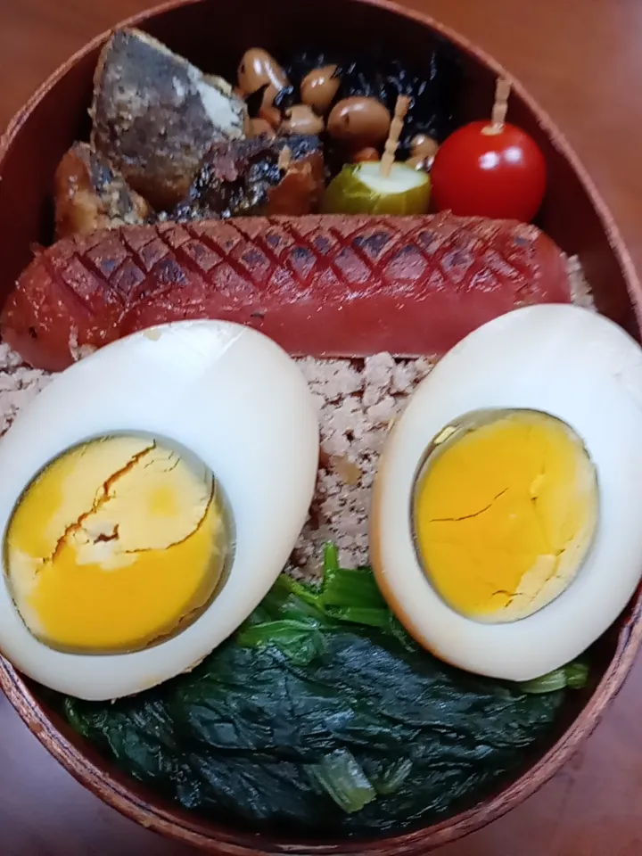 Snapdishの料理写真:高校生男子曲げわっぱ弁当|JUNさん