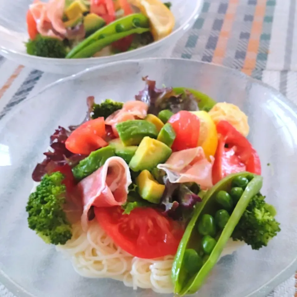 野菜たっぷりサラダそうめん|cherry🍒さん