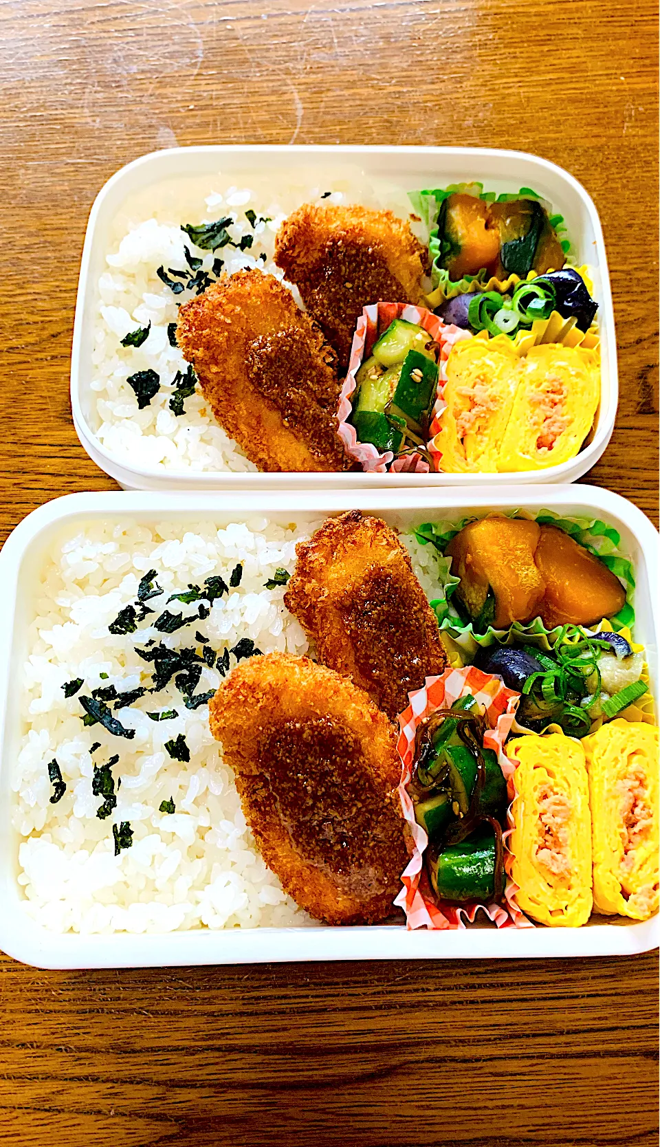 今日のお弁当🍱ごまチキンカツ。茄子の揚げ浸し。カボチャの煮付け|ちはるさん