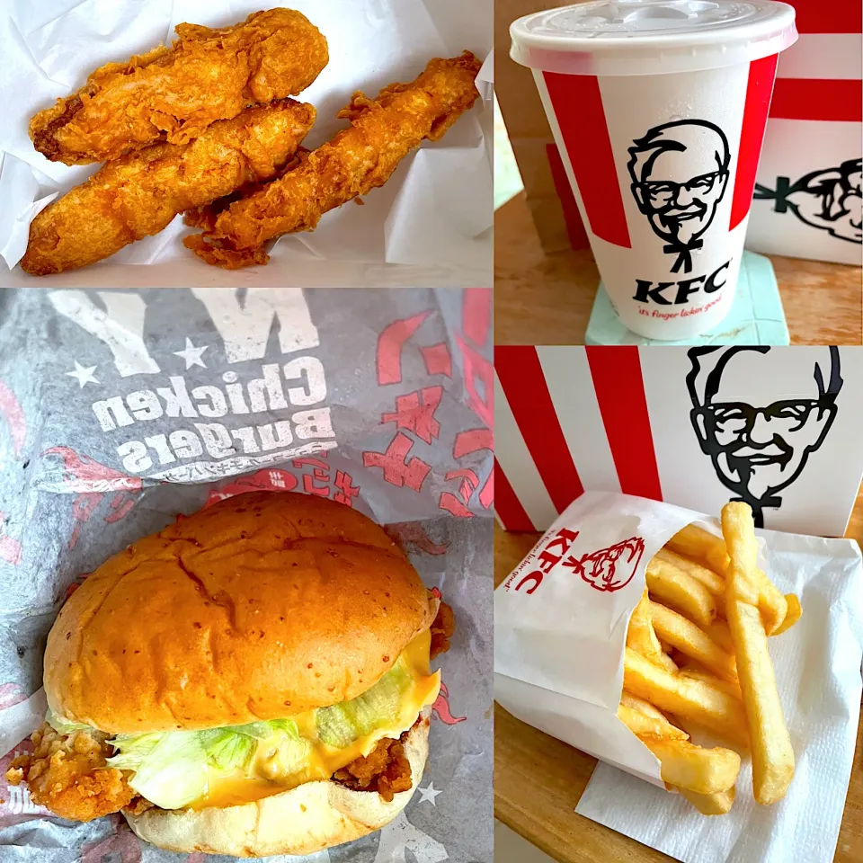 辛旨バッファローチキンバーガー🍔　レモンコーラ🥤🍋　クリスピー3本🍗　ポテト🍟L|るみおんさん