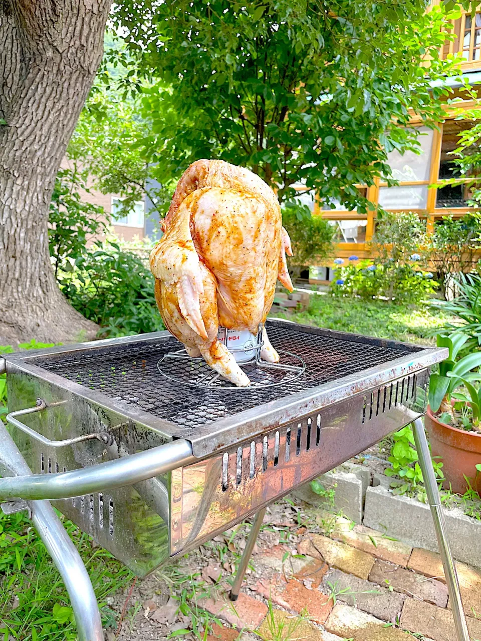 Snapdishの料理写真:家バーベキュー🏠ビア缶チキン‼️|おかちさん