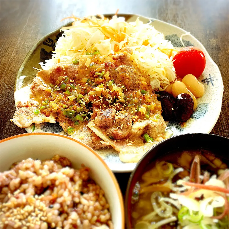 生姜焼き定食|プチテンよすさん