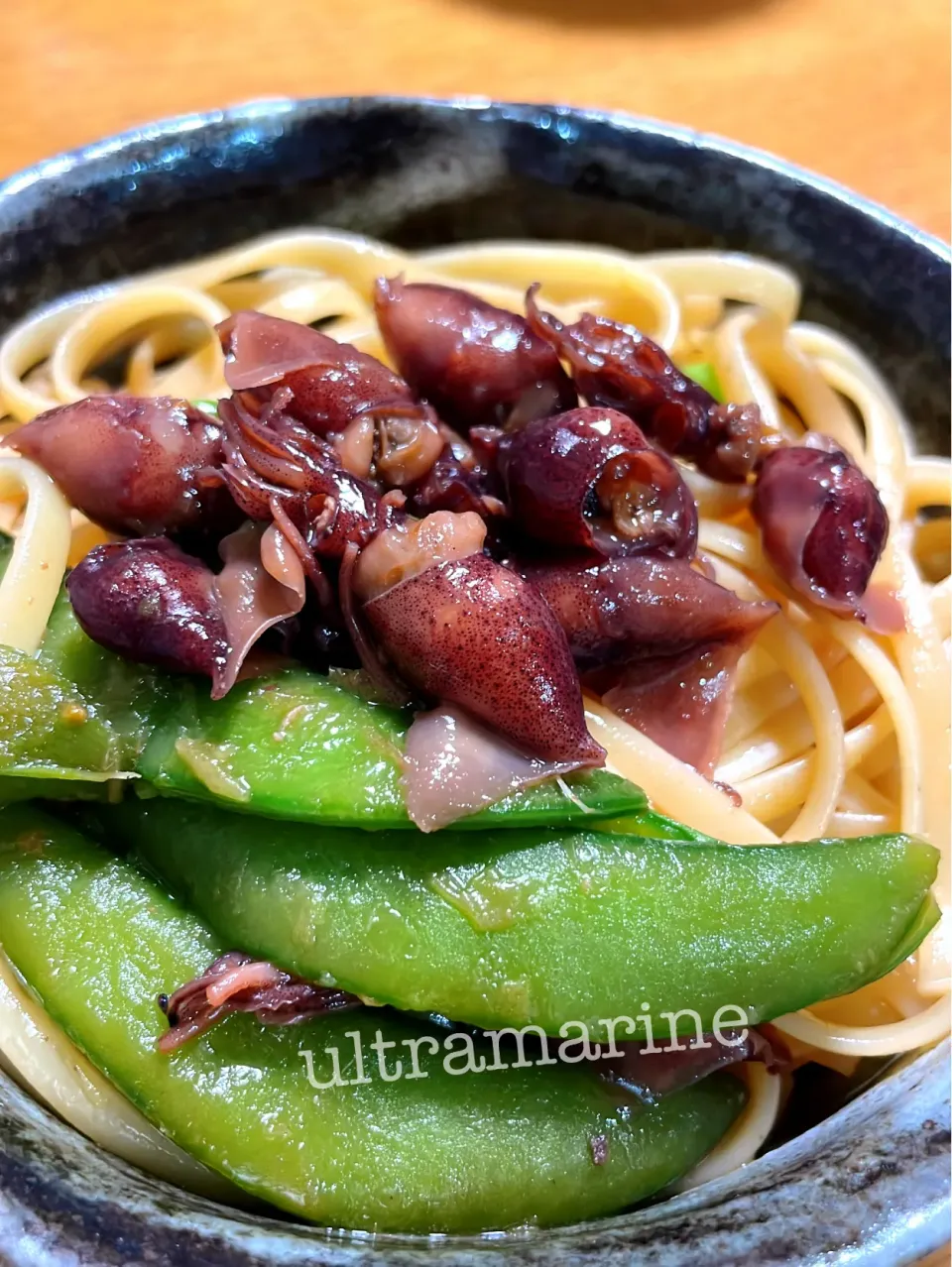 Snapdishの料理写真:＊ほたるいかとスナップえんどうのパスタ♪＊|ultramarineさん