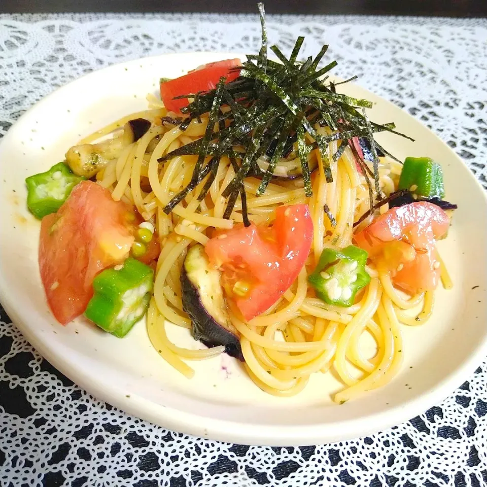 トマトとオクラとナスの冷製パスタ|Miさん