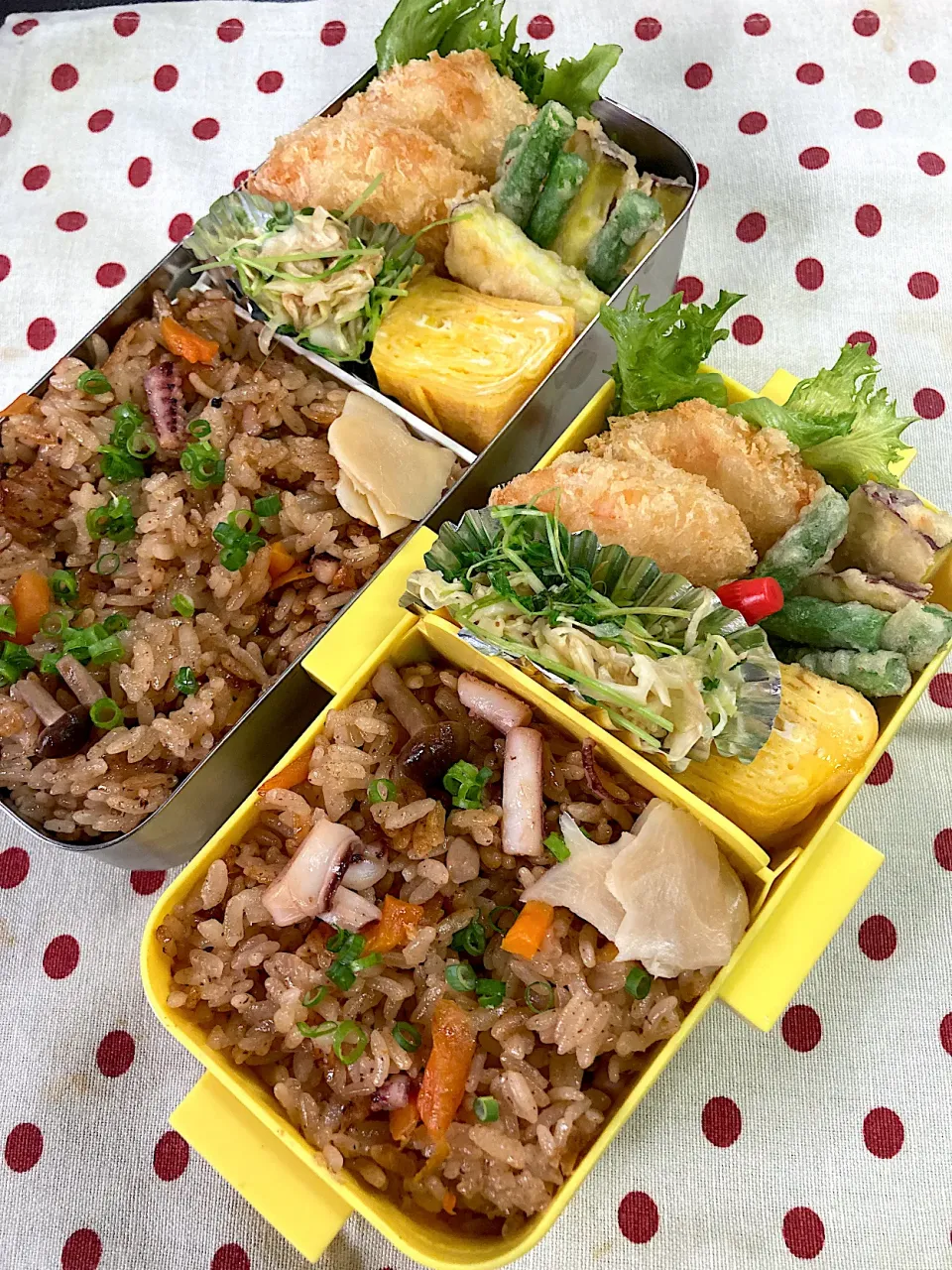 Snapdishの料理写真:6月29日 イカの炊き込みご飯 弁当🦑|sakuramochiさん