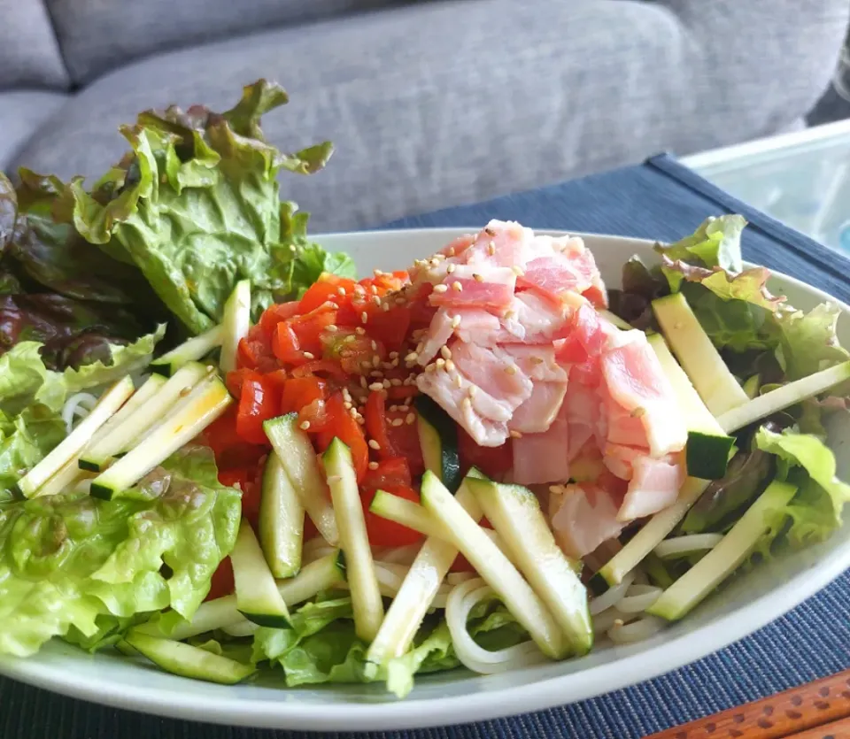 暑いのでサラダそうめん🥗|しあるさん