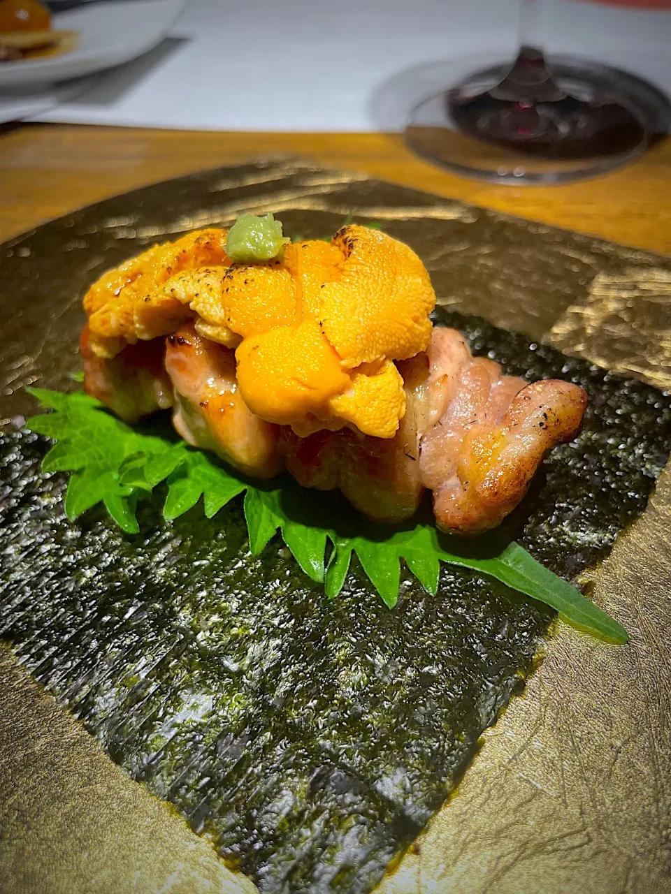 出汁に漬け込んだ地鶏もも肉の雲丹のせ|Tomyさん